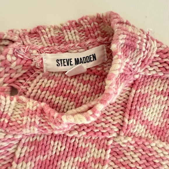 Steve Madden‎ Womens Size XS Cicillia Sweater Pink White Lace up Back Tank - Picture 6 of 10